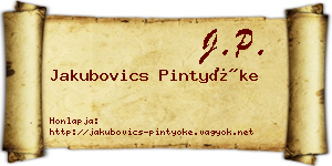 Jakubovics Pintyőke névjegykártya